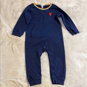 Primary (18-24 months) Baby embroidered stripe trim sweatshirt romper
